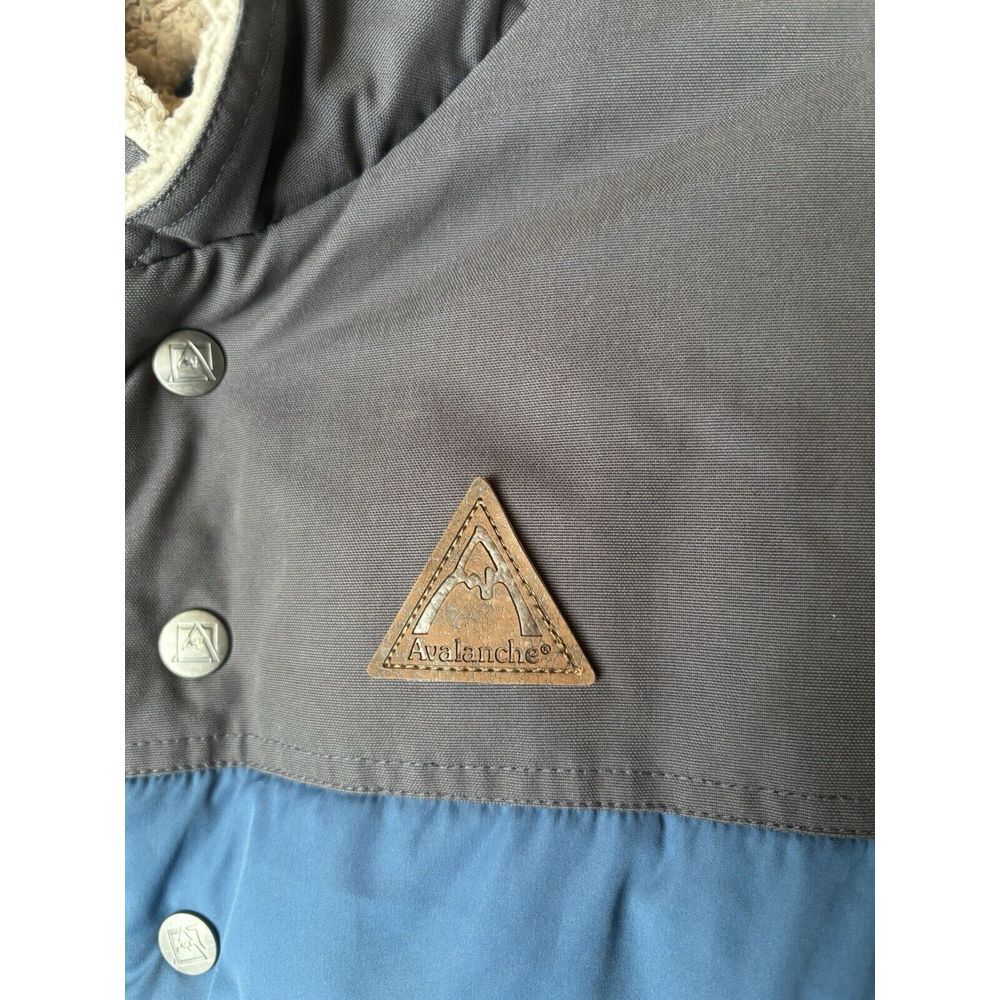Men's Large L Avalanche Moss Canvas Vest Jacket Sherpa Lined Blue / Gray - Picture 3 of 8